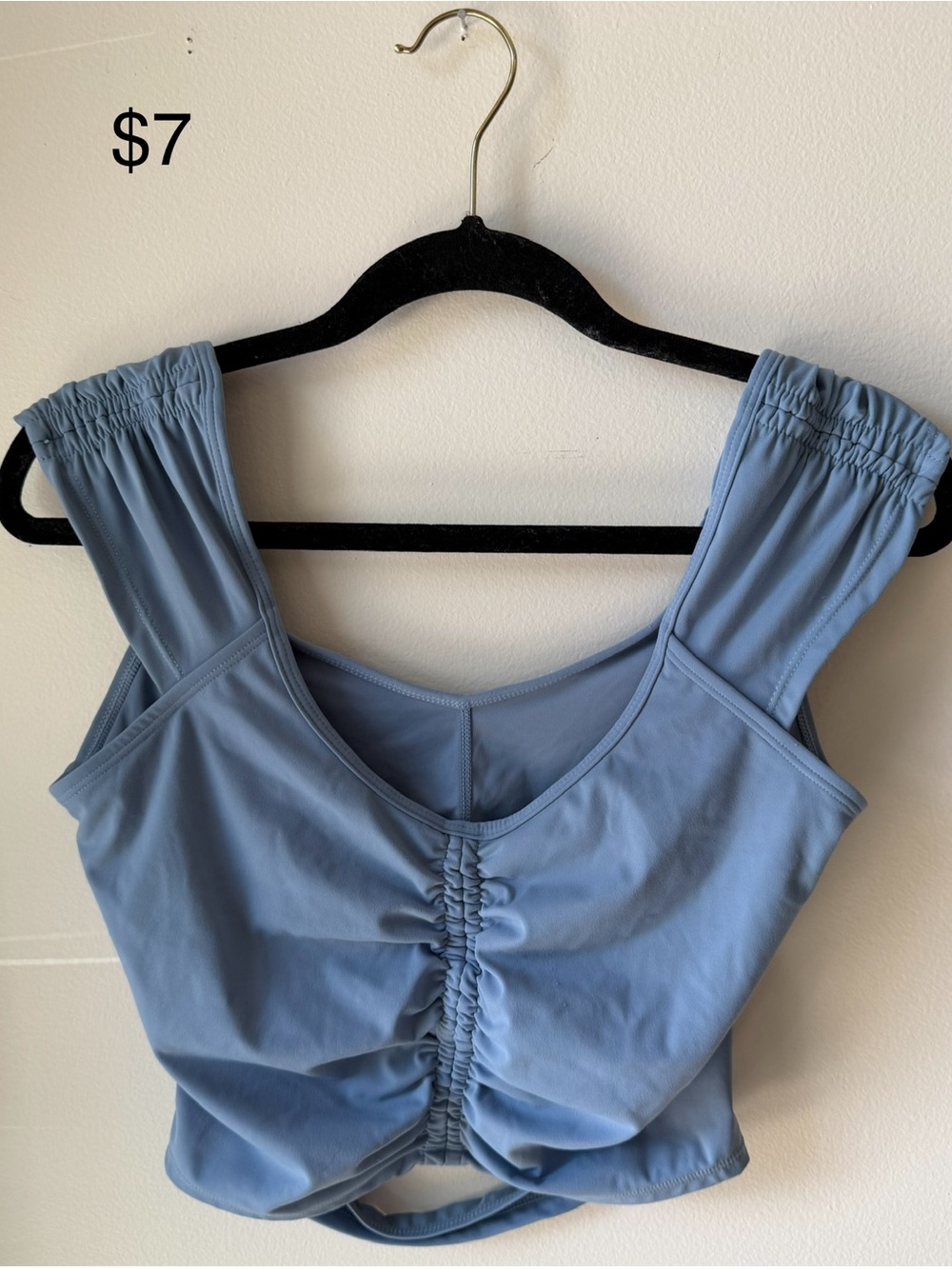 Blue Ruched Front Tank Top - Women